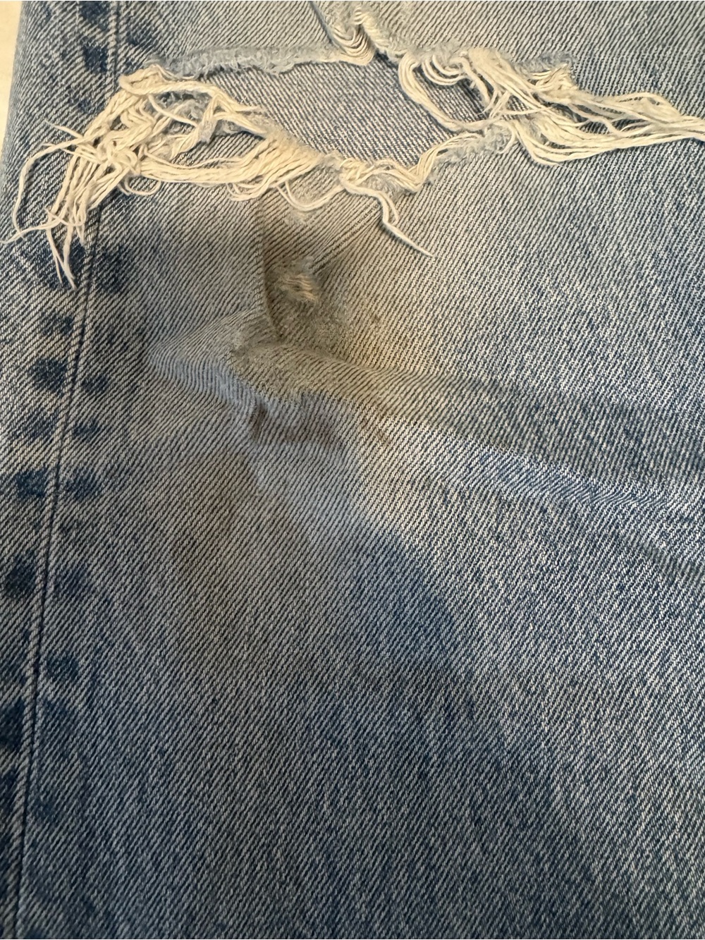 Vintage Levi's 501 Light Blue Distressed Straight-Leg Jeans - Picture 3 of 5